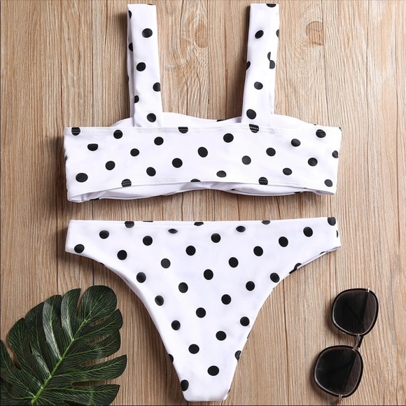 NEW 💘 White and Black Polka Dot Cheeky Bikini - Picture 4 of 4